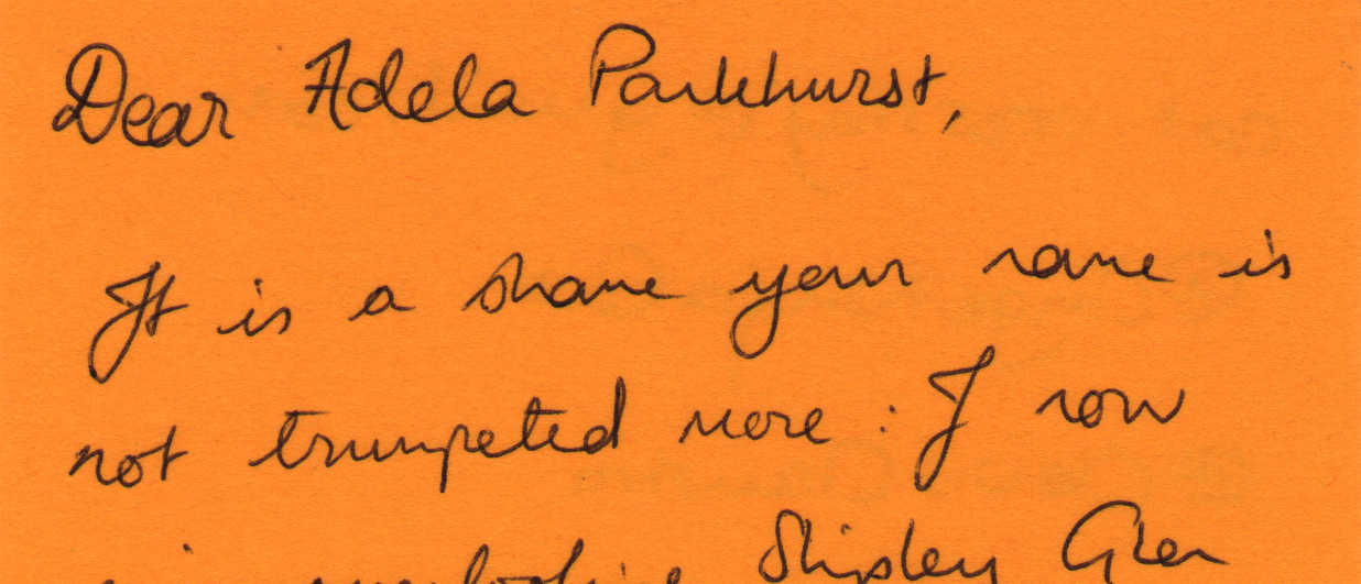 Letter to Adela Pankhurst from Cat Crossley
